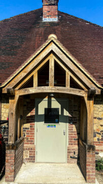 Graffham village hall oak pitched porch